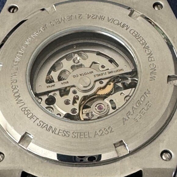 Aragon Silverjet 8N24 Miyota Skeleton Automatic Watch 50mm - ROSE GOLD - A232ROS - Picture 9 of 12